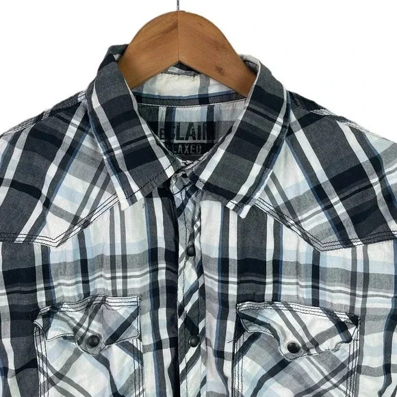 BF18 Mens RECLAIM Relaxed Trendy Pearl Button Snap Hipster Shirt M - Picture 3 of 5